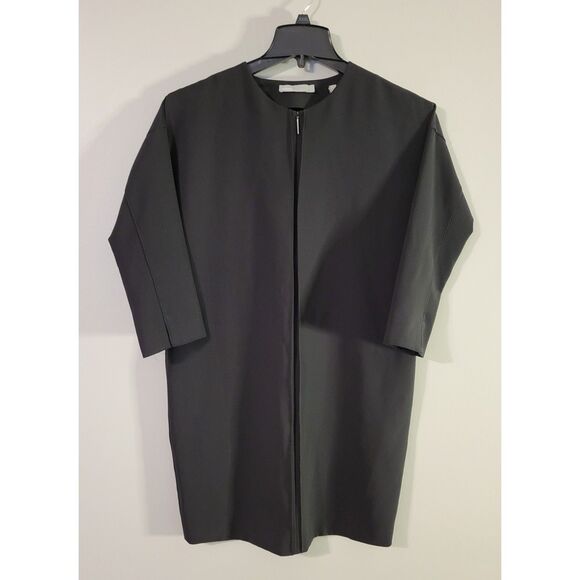 Vince Women Seamed Front-Zip Black Cocoon Crepe Tapered Shift Dress Size S - Picture 3 of 7